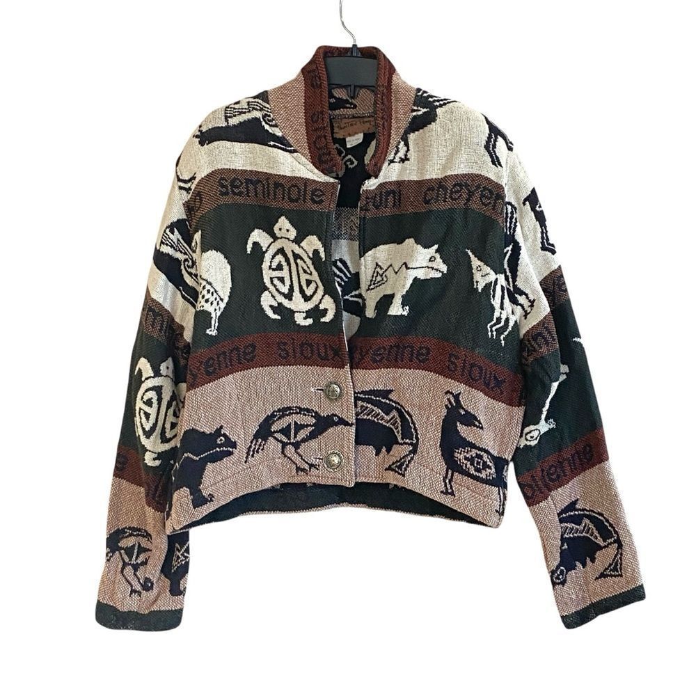 Painted Pony Vintage 80s Knit Native American Jacket One Size Sz XL